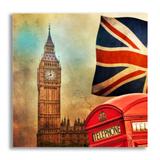 Placa decorativa Cabine Com Big Ben 25x25 cm Preto - Kapos