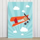 Placa Decorativa Infantil Azul Avião e Nuvens 20x30cm - Quartinhos