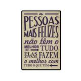 Placa Decorativa - Pessoas Mais Felizes - cod. 5190 - Cia. laser