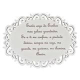 Placa Decorativa Santo Anjo Com Arabesco MDF 3mm Branco - DRossi