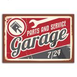 Placa Decorativa Vintage Carros Garage 30x40cm - Quartinhos