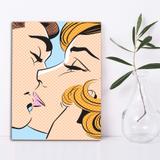 Placa Decorativa Vintage Romântica Beijo Casal Azul 20x30cm - Quartinhos
