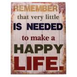 Placa Happy Life - 33cm x 25cm x 1cm - Trevisan Concept