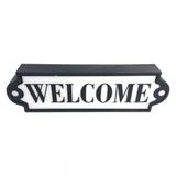 Placa luminosa em metal e madeira welcome 43,2cm x 12,7cm x - Btc decor