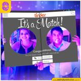 PLACA MOLDURA TINDER DUPLA - ITS A MATCH TAM. M (41x62)cm - Estrutura festas