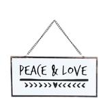Placa Peace Love - Vidro e Metal - Casa del grande