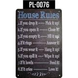 Placas Decorativas Retrô Vintage Para Bares Salas De Bebidas Cervejas Cidades - House Rules - Bazar bom