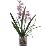 Planta artificial com vaso de vidro - 30 cm - Btc decor