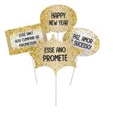 Plaquinhas Divertidas Decor Ano Novo Sortido Com 8 Unidades - Cromus