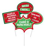Plaquinhas Divertidas Decor Boas Festas Sortido Com 8 Peças - Cromus