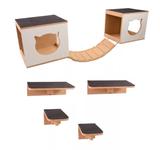 Play Kit Nicho Gatos 2 Tocas,2 Step,1 Ponte,2 Prateleira Mdf - Ronroneria