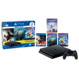 PlayStation 4 Slim 1TB Mega Pack 18 PS Plus 3 Meses+God Of War+Ratchet and Clank+Ghost of Tsushima+Horizon Zero Dawn - Sony