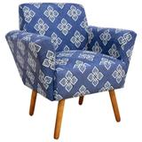 Poltrona Decorativa Dora Estampado Floral Bordado D54 Pés Palito - DRossi