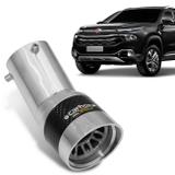 Ponteira de Escapamento Carbox Racing Fiat Toro 16 a 19 Carbono Alumínio Polido Simulador de Turbo