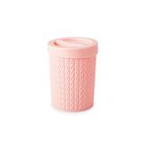 Porta Algodão Cotonete Rosa Tampa Trama Plástico 390 ml - Plasutil