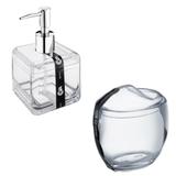 Porta Algodão/Cotonetes + Porta Sabonete Liquido Cristal Coza - Brinox