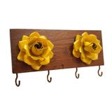 Porta Chaves Artesanal Moderno com Rosas Cozinha Sala - Libertas rosas artesanato
