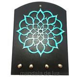 Porta Chaves Mandala Mdf Turquesa - Mandala de luz