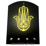 Porta Chaves Mão de Hamsá Mdf Amarelo - Mandala de luz