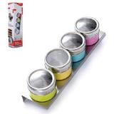 Porta Condimento de Inox Colors com 4 Peças e Suporte - Ref. WX3880 - Wellmix