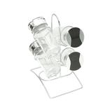 Porta condimentos com 4 potes de vidro e suporte de metal Tinno - Bon gourmet