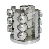 Porta condimentos giratório de inox com 12 potes de vidro com tampa - Bon gourmet
