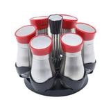 Porta Condimentos Temperos Em Inox E Vidro Vermelho - Bon gourmet