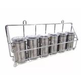 Porta Condimentos Temperos Inox 6 Potes Organizador - Hercules
