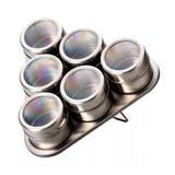 Porta Condimentos Temperos Magnéticos 6 Potes Inox - Bazar bom