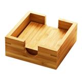 Porta Copos Quadrado Em Bambu Com 04 Peças + Suporte - Mix morumbi