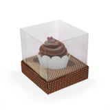 Porta CupCake Box Poá Marrom 05 unidades Giracor - Festabox