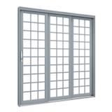 Porta de Correr Aço 3 Folhas com Chave Tetra Natural Lucasa Premium 213cmx150cm Cinza