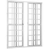 Porta de Correr de Alumínio Quadriculado 4 Folhas 2,10 x 1,80 Linha 25 Com Chave Cor Branco - Linha 25 mm