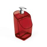 Porta Detergente Translucido Vermelho Com Suporte Para Bucha - Uz utilidades