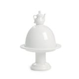 Porta Doce Alto C/Cúpula Cerâmica Decoração Branca - Cromus