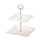 Porta Doce Heart com 2 Andares Quadrado Branco - Lyor