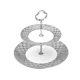 Porta Doces Duplo Wolff Vera Silver Porcelana Branco E Prata