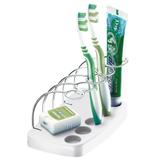 Porta Escova e Creme Dental para Pia do Banheiro - Aço Cromado - Future