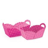 Porta Forminha para Doces Cestinha Poa Pink e Rosa para 2 Docinhos 24 unidades Cromus - Festa express