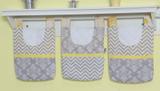Porta Fraldas de Varão 3 peças Arabesco Cinza com Amarelo - Bruna baby