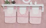 Porta Fraldas de Varão 3 peças Chevron Rosê - Bruna baby