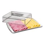 Porta frios em inox duplo forma com tampa transparente bandeja luxo - Gimp