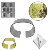 Porta guardanapo de metal oval prata ou dourado kit com 6 pecas na caixa - Bm36