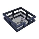 Porta guardanapo tubular com espelho preto fosco, pequeno 11x11x5cm - Cód. 9984 - Indústria metalúrgica ms abc ltda