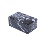 Porta Joias de Vidro Mármore 13cmx21cmx8,5cm Lyor Preto/Branco