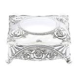 Porta Joias de Zamac Retangular Prata 9,8cmx7,8cmx6,2cm Rojemac Prata