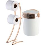 Porta Papel Higiênico de Chão Duplo Lixeira Basculante - Rosé Gold - Wp connect
