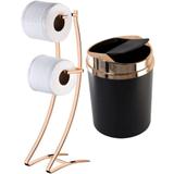 Porta Papel Higiênico de Chão Duplo Lixeira Basculante - Rosé Gold - Wp connect