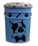 Porta Ração / Porta Brinquedo Pet que vira Banquinho Bulldog Fracês Azul
