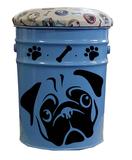 Porta Ração / Porta Brinquedo Pet que vira Banquinho Pug Azul
